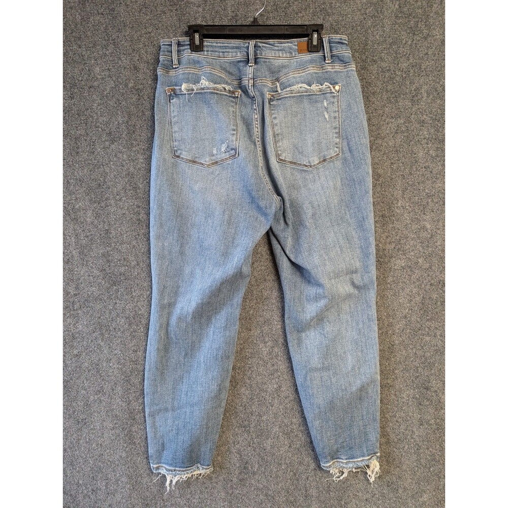 Judy Blue Jeans 14W On The Road High Rise Button Fly Boyfriend Distress Blue - Picture 12 of 15